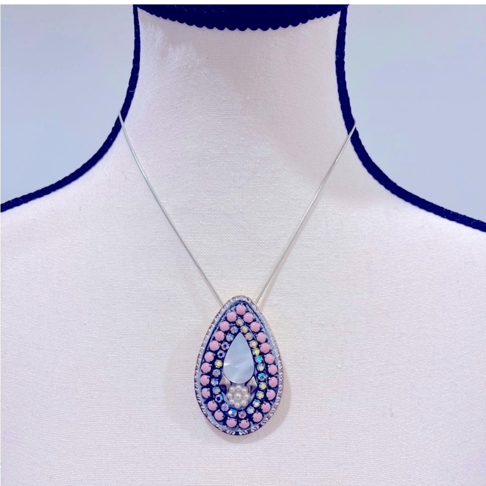 Rita D pink and pear beaded necklace - made in Canada